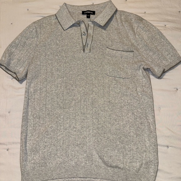Express Men's Polo Shirt in Light Gray - Picture 3 of 6